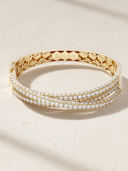  Shay   18 Karat Gold Diamond Bangle   One Size 
