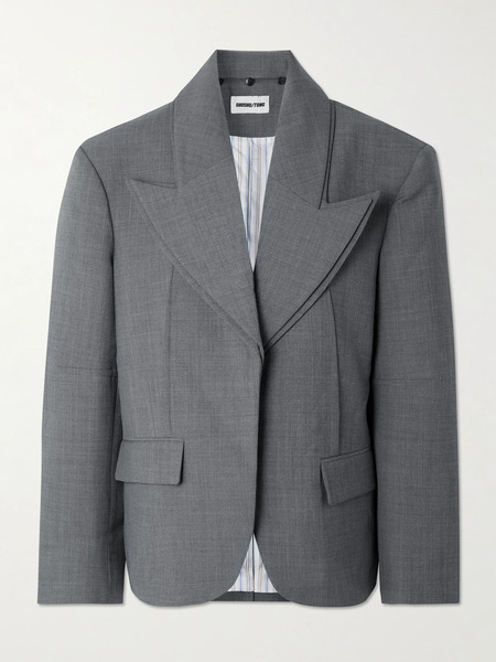  Shushu/tong   Layered Flannel Blazer   Gray 