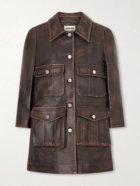  Shushu/tong   Leather Jacket   Brown 