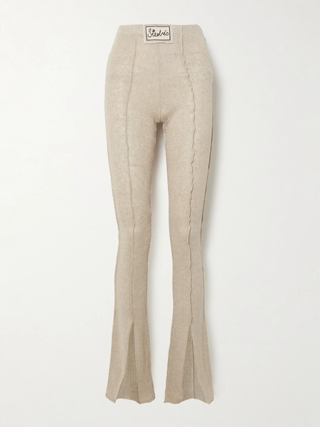  Siedrés   Mult Appliquéd Linen Blend Flared Pants   Stone 