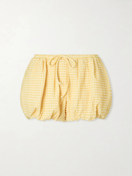  Simkhai   Addie Checked Seersucker Shorts   Orange 