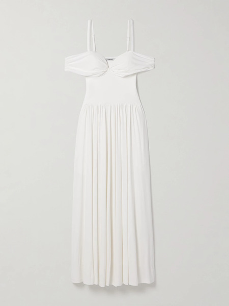  Simkhai   Amarantha Cold Shoulder Pleated Stretch Jersey And Knit Gown   Ivory 