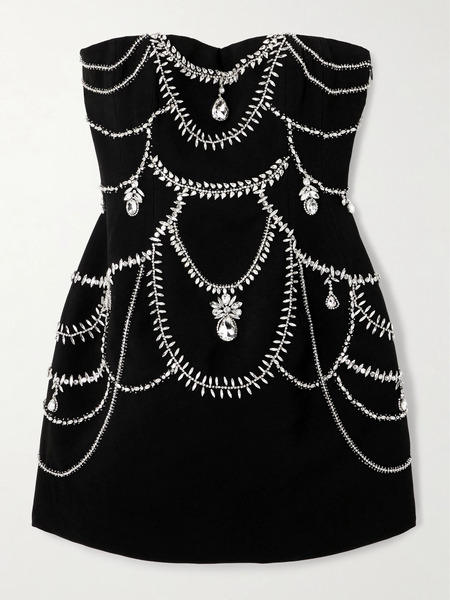  Simkhai   Arta Strapless Crystal Embellished Cady Mini Dress   Black 