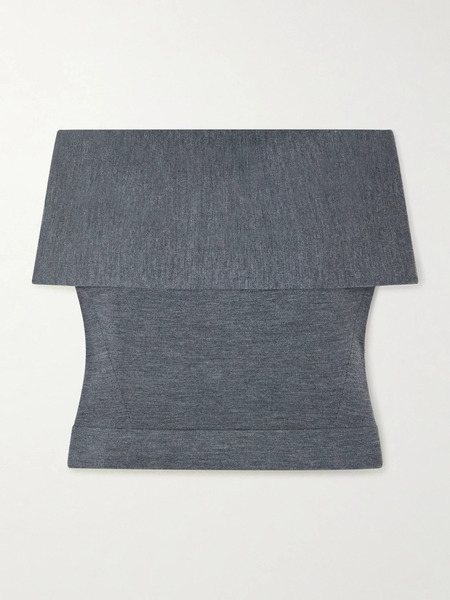  Simkhai   Callahan Cropped Off The Shoulder Wool Top   Gray 
