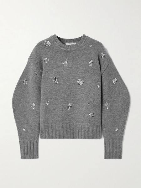 Simkhai   Coraline Embellished Wool And Cashmere Blend Sweater   Gray 