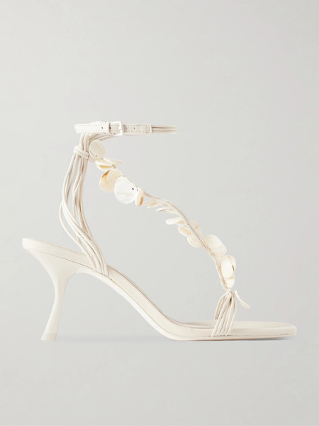  Simkhai   Elin Shell Embellished Leather Sandals   White 