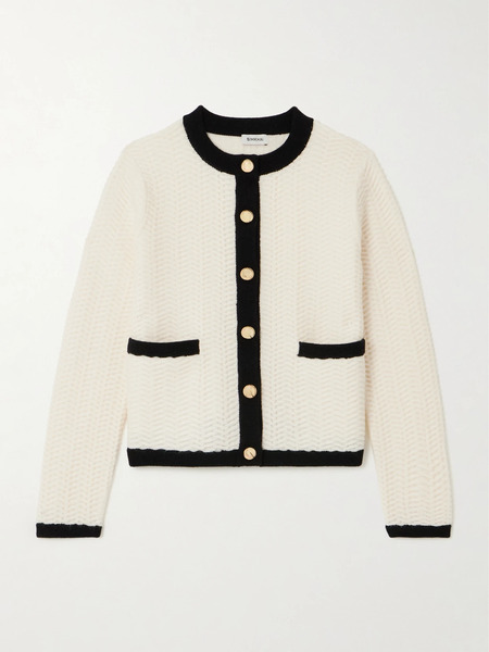  Simkhai   Klaire Two Tone Wool And Cashmere Blend Cardigan   Ivory 