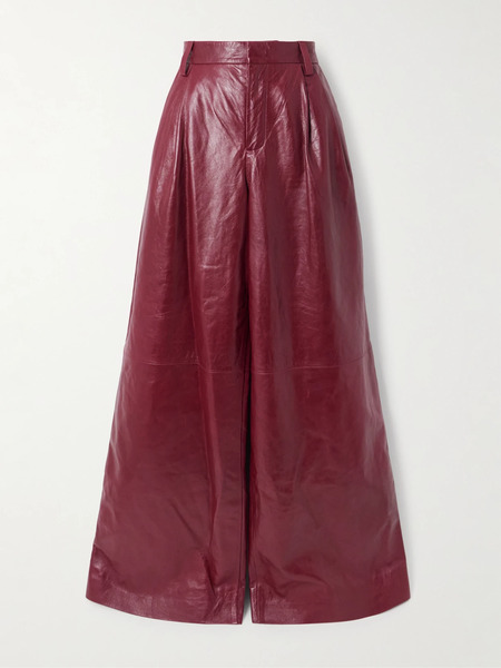  Simkhai   Kobie Leather Wide Leg Pants   Burgundy 