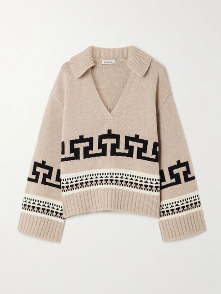  Simkhai   O'reilly Intarsia Wool And Cashmere Blend Sweater   Beige 