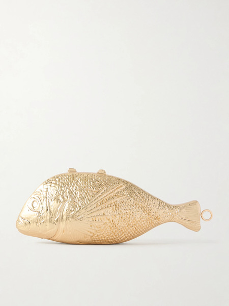  Simkhai   Splash Gold Tone Clutch   One Size 