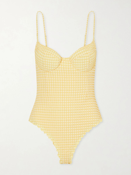  Simkhai   Suni Checked Swimsuit   Yellow 