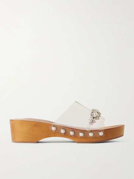  Simone Rocha   Crystal Embellished Pu Clogs   Clear 