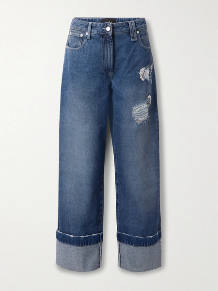  Simone Rocha   Embellished Distressed Wide Leg Jeans   Mid Denim 