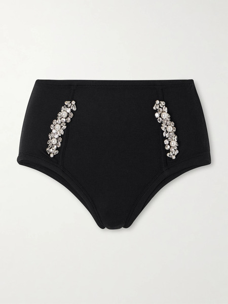 Simone Rocha   Embellished Ribbed Shorts   Black 