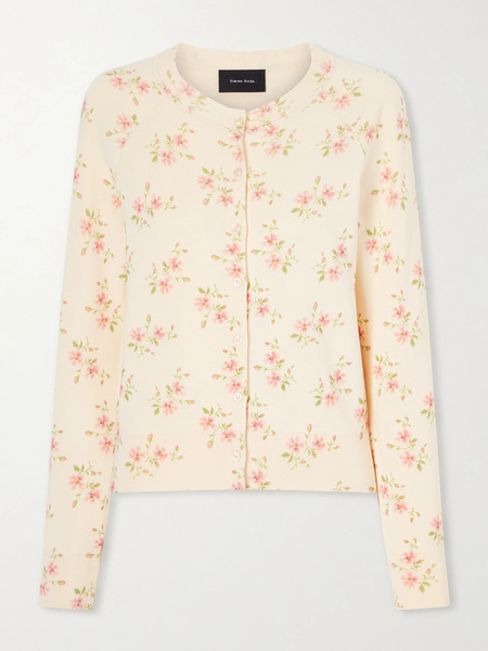  Simone Rocha   Floral Print Knitted Cardigan   Cream 