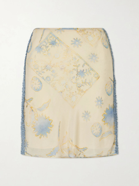  Sir.   Cecile Ruffled Printed Chiffon Midi Skirt   Cream 