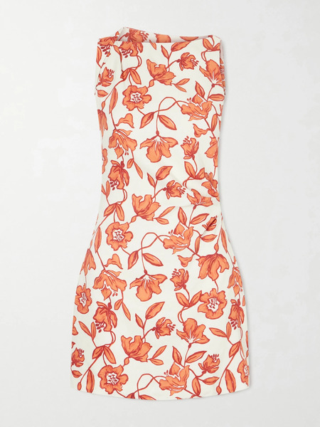  Sir.   Chloe Floral Print Linen Blend Mini Dress   Orange 