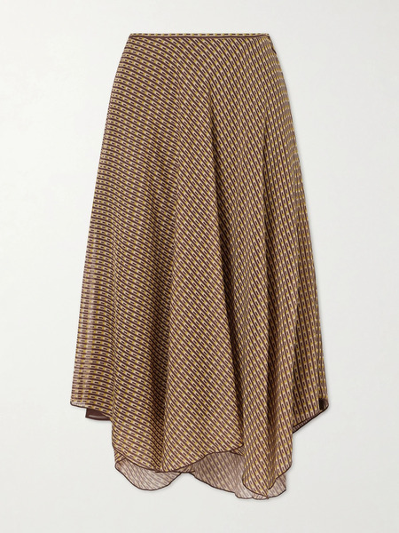  Sir.   Cooper Asymmetric Printed Chiffon Maxi Skirt   Tan 