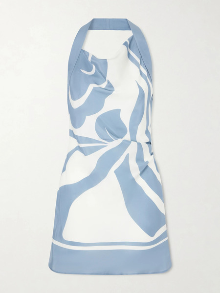 Sir.   Lilou Printed Silk Satin Halterneck Mini Dress   Blue 