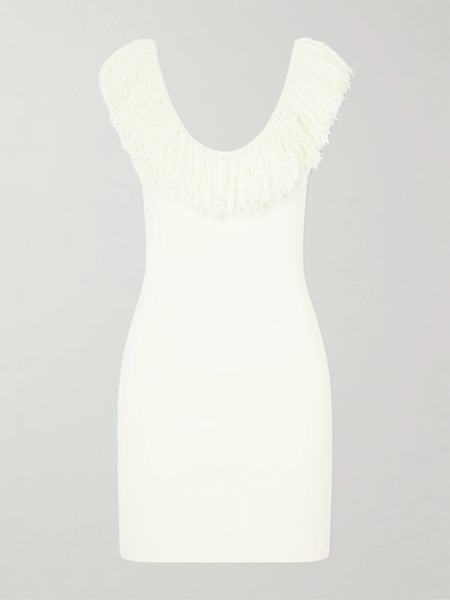  Sir.   Marcelline Fringed Stretch Knit Mini Dress   Ivory 