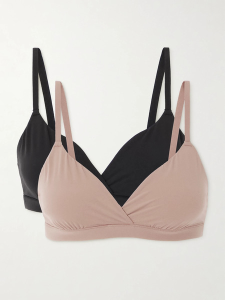  Skims   Fits Everybody Crossover Bralette Two Pack   Onyx, Sienna 