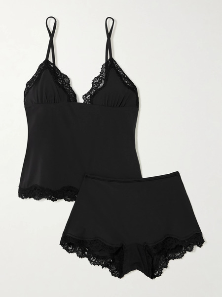  Skims   Fits Everybody Lace Triangle Cami And Boy Short Set   Onyx 