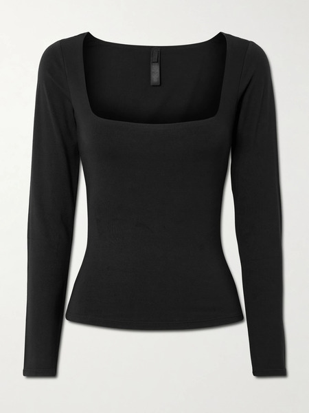  Skims   Smooth Layers Square Neck Top   Obsidian 