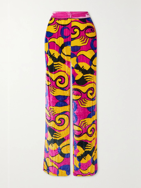  Sleeping With Jacques   + Net Sustain Printed Velvet Pants   Pink 