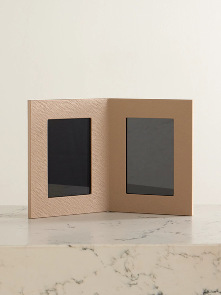  Smythson   Panama Textured Leather Picture Frame   Stone 