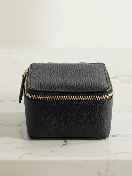  Smythson   Panama Textured Leather Trinket Case   Black 