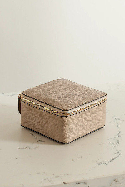  Smythson   Panama Textured Leather Trinket Case   Sand 