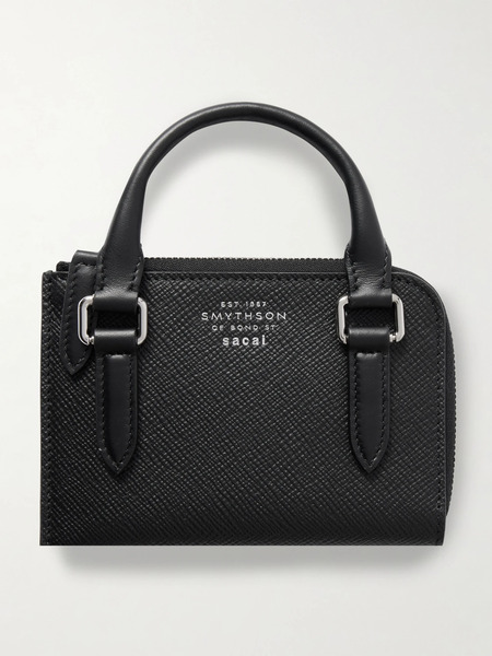  Smythson   + Sacai Textured Leather Cardholder   Black 