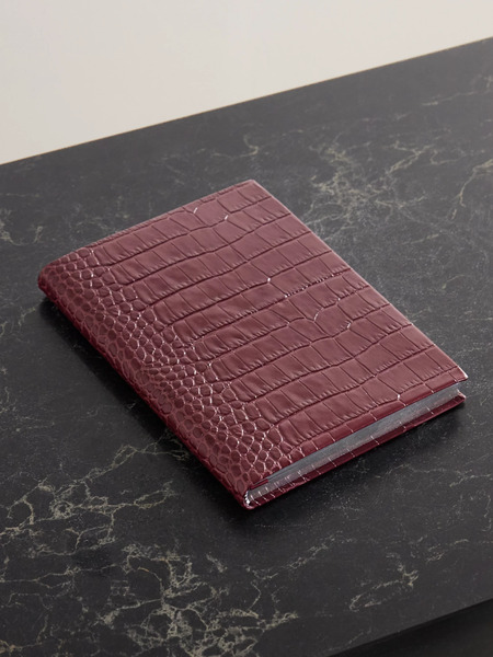  Smythson   Soho Croc Effect Leather Notebook   Burgundy 