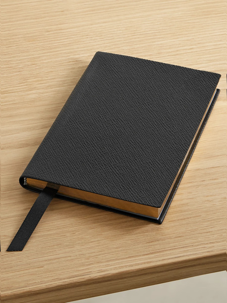  Smythson   Soho Panama Textured Leather Notebook   Black 