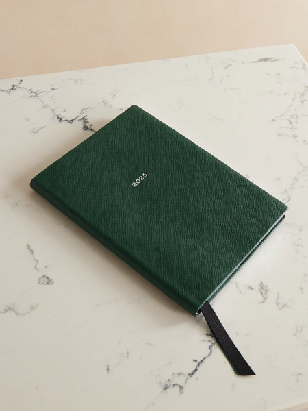  Smythson   Soho Panama 2025 Textured Leather Weekly Diary   Forest Green 