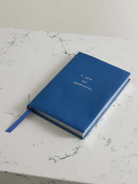  Smythson   + Thomas Lélu Soho Panama Textured Leather Notebook   Blue 