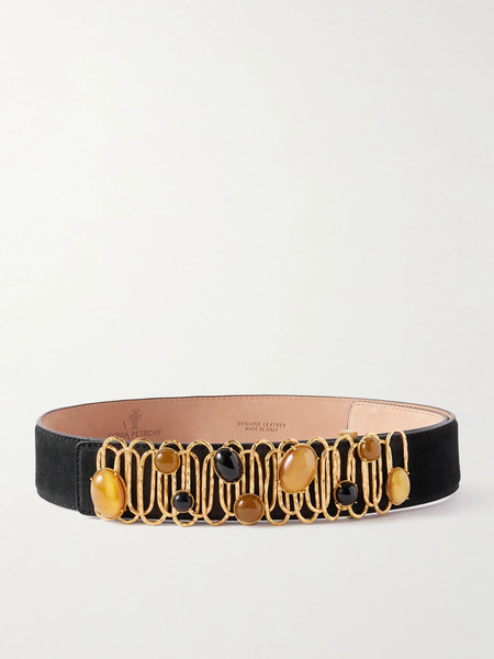  Sonia Petroff   Loop De Loop Embellished Suede Belt   Black 