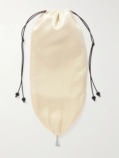  Sophie Buhai   Teardrop Embellished Satin Drawstring Pouch   Ivory 