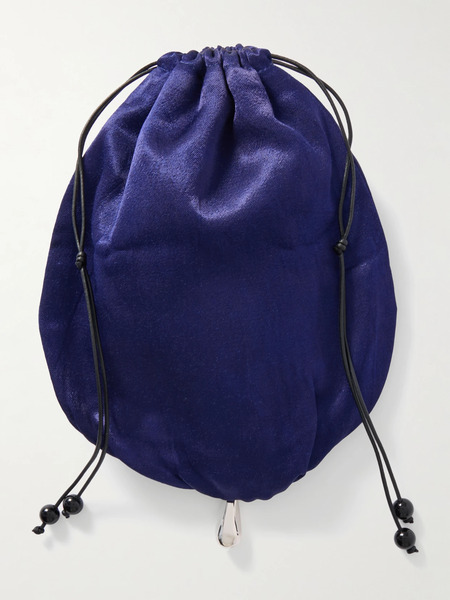  Sophie Buhai   Teardrop Embellished Satin Drawstring Pouch   Navy 