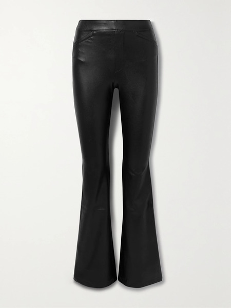  Spanx   Faux Stretch Leather Flared Pants   Black 