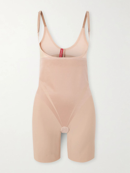  Spanx   Spanxsupersculpt™ Transform Open Bust Mid Thigh Stretch Bodysuit   Beige 