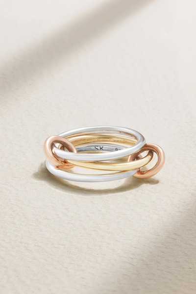  Spinelli Kilcollin   Solarium Set Of Three 18 Karat Yellow And Rose Gold And Sterling Silver Rings   6 