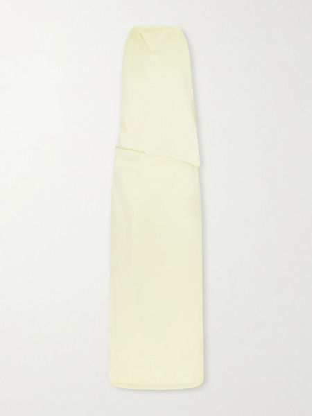  Sportmax   Draped Satin Maxi Dress   Yellow 