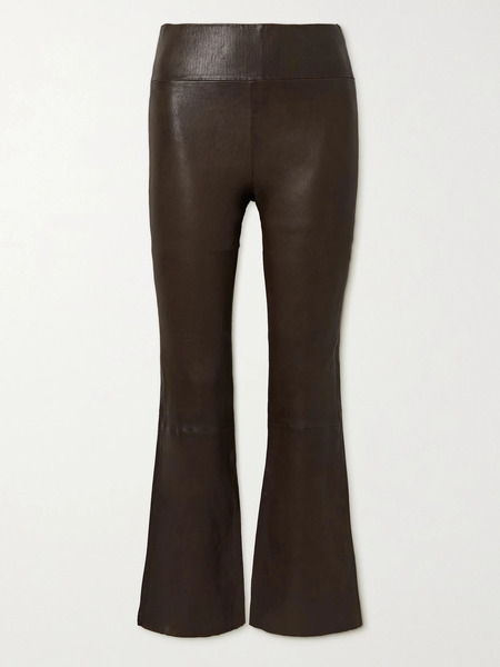  Sprwmn   Leather Flared Pants   Brown 