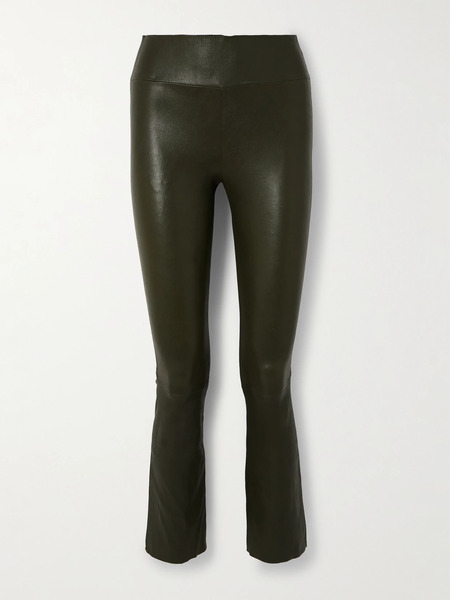  Sprwmn   Leather Flared Pants   Green 
