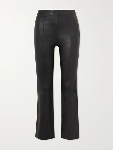  Sprwmn   Paneled Leather Flared Pants   Black 