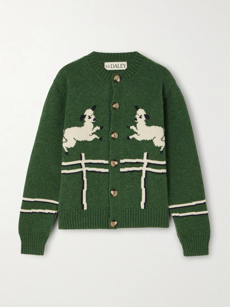  S.s. Daley   Cyril Intarsia Wool Cardigan   Green 