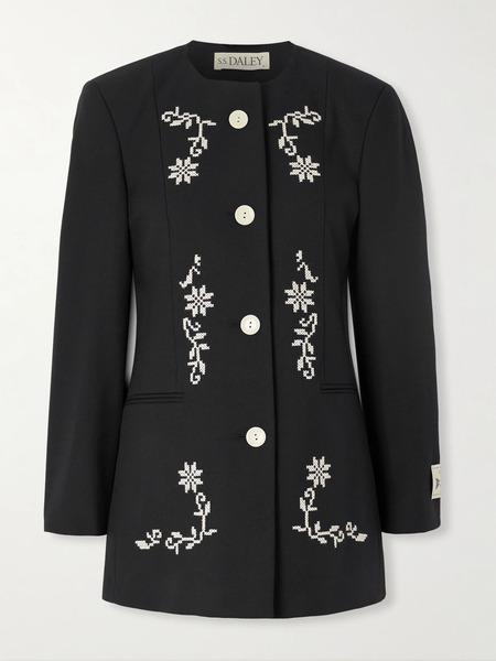  S.s. Daley   Embroidered Wool Jacket   Black 