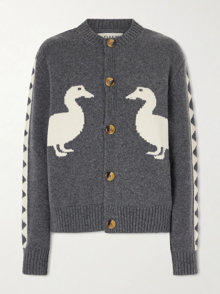  S.s. Daley   Intarsia Wool Cardigan   Gray 