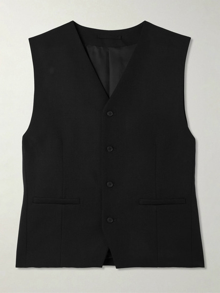  Ssstein   Belted Wool Gabardine Vest   Black 